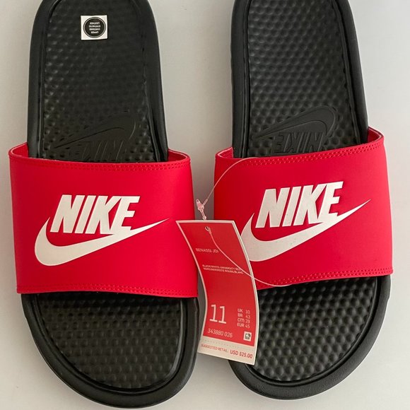 Mens Nike Benassi Jdi Red Slide Sandals 